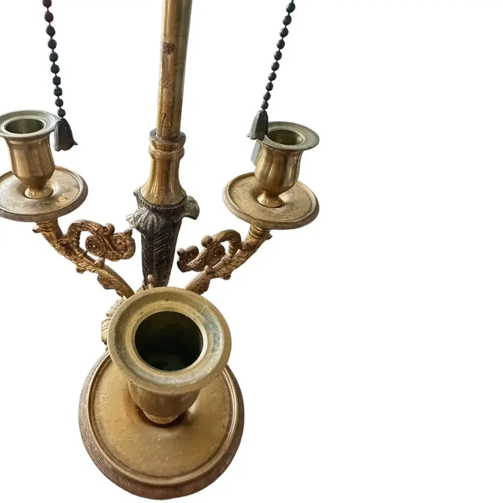 Vintage Heavy Brass Candelabra Table Lamp 3 Arm USA Stiffel Style